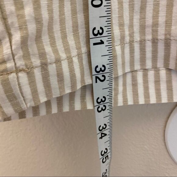 Liz Claiborne Belted tan flax Striped Crop Pants linen coastal beachy plus 2XL - Picture 12 of 14